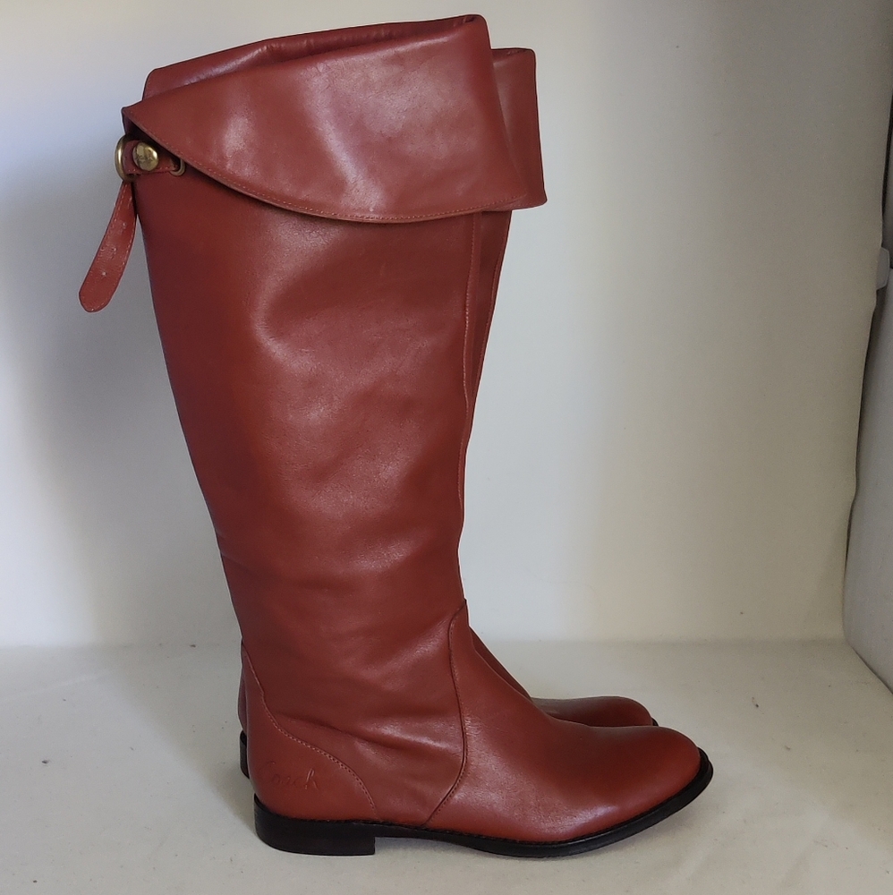 Coach Cheyenne Knee Hi NR NEW Tall Riding British Tan Brown Leather Boots sz 7.5